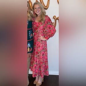 Smith and Quinn Midi Dress with bubble Sleeves